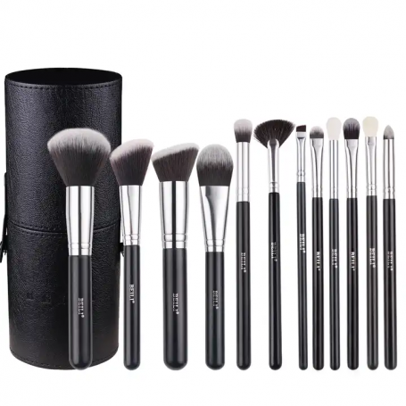 Set 12 pensule make-up Beili Black+Suport Cilindric